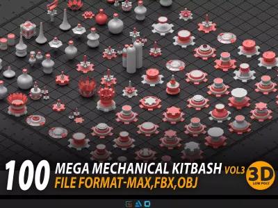  Mega mechanical kitbash vol3 Low-poly 3D model