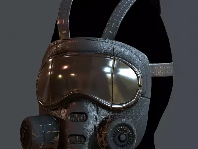 Gas mask helmet 3d model scifi Low-poly  Low-poly 3D model