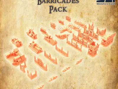 Modular Village Barricades Pack Tabletop Terrain 28 MM 3D print model