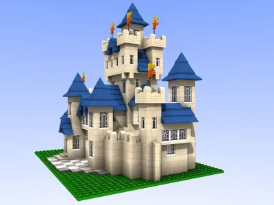 Lego-compatible style bricks castle 3D model