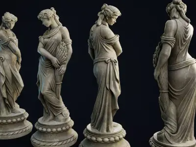 Garden Statue 4 PBR Low-poly 3D model