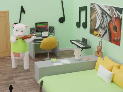 Yohan Bedroom Low-poly 3D model