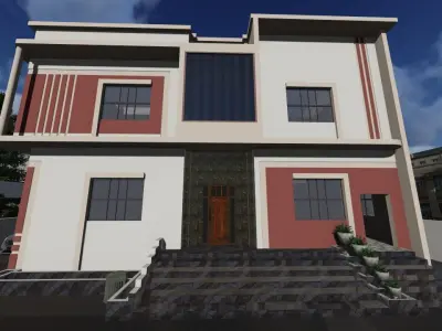 Red Modern Villa Project A126 3D Model Render 3D model