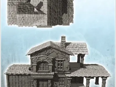 Large modern house with vehicle garage and balcony floor 9 3D print model