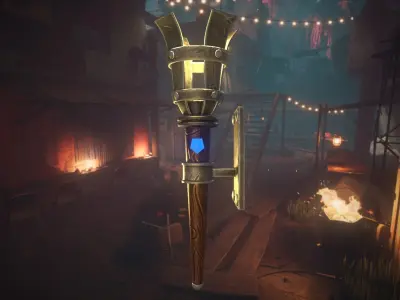  Torch Stylized Low Poly  Low-poly 3D model