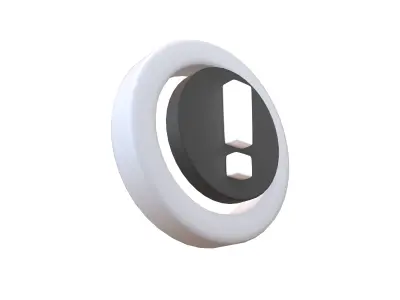 Battery Circle with Exclamation Mark Symbol v1 010 Low-poly 3D model