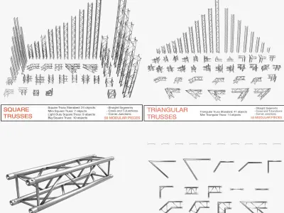 Trusses Square Triangular Beam Collection-129 PCS PRINT Modular 3D print model