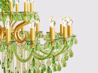Green Glass Chandelier 3D model