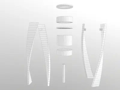 Wooden Spiral Lamp model 3 Low-poly 3D model