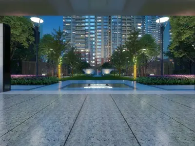 Architectural Animation Night Scene 3D model