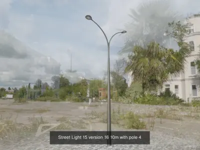 Street Light 15 with pole 4 3D Model Pack