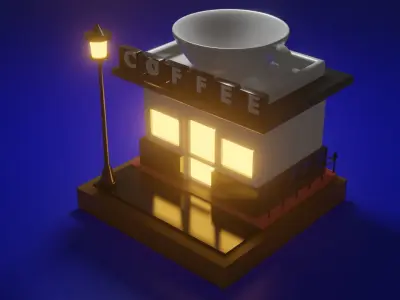 Coffee Shop Low Poly 3D model