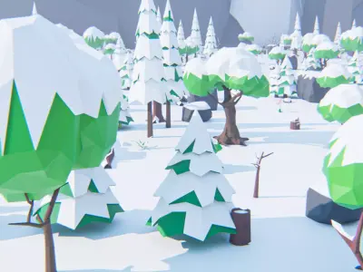 Low-Poly Winter Environment Low-poly 3D model