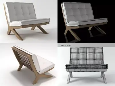 Chair four different chairs and sofa 3D model