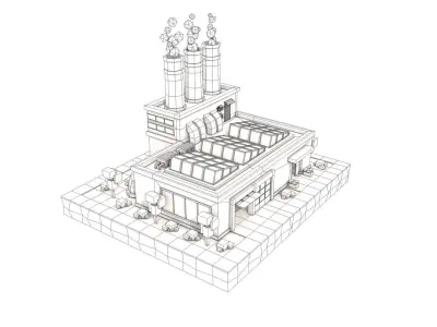 Cartoon Factory Plant 3D model