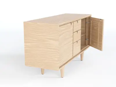 Solid Oak Bathroom Vanity - Cabinet Low-poly  3D model