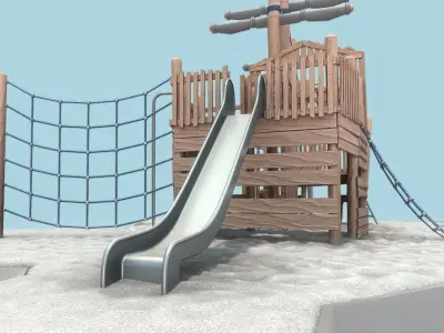 Playground Wood Ship Low-poly 3D model