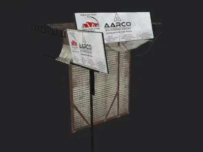 Shops And Shutter Low-poly 3D model