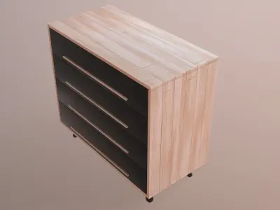 Wooden Modern Floor Dresser Low-poly 3D model