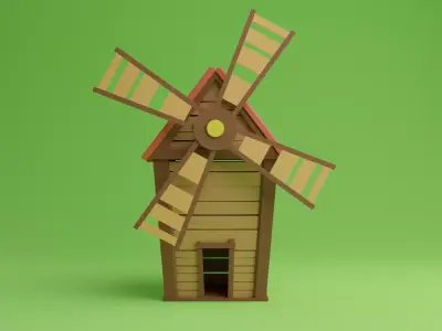 Windmill wooden Free low-poly 3D model