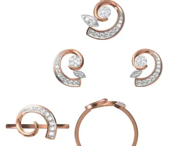 Light wt Ring Earrings Pendant set stl jcd 1-render details  3D print model shop