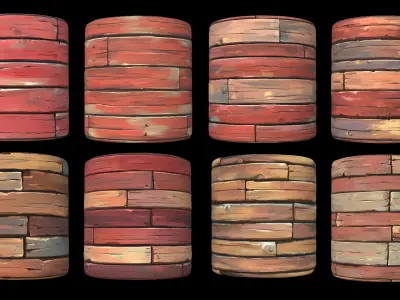 11 Textures Pack Hand Painted Floor Wood Planks Texture