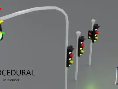 Realistic Traffic Lights Low-poly 3D model