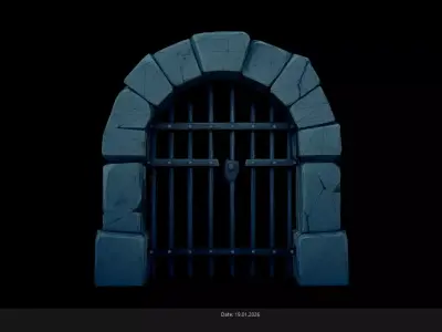 Low Poly Stylized Stone Dungeon Jail Gate Low-poly 3D model