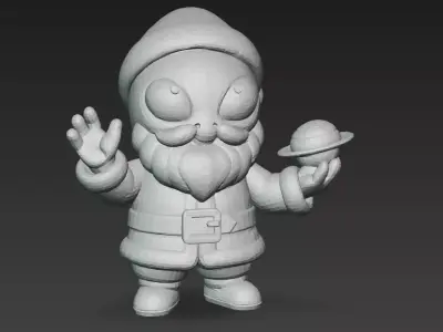 Cute Alien Santa Claus Stylized Christmas Character 3D Model 3D model