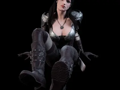 3D Warrior Female model Low-poly 3D model