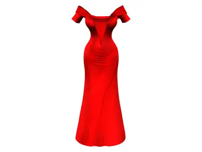 Off Shoulder Deep Cleavage Gown Dress Low-poly 3D model