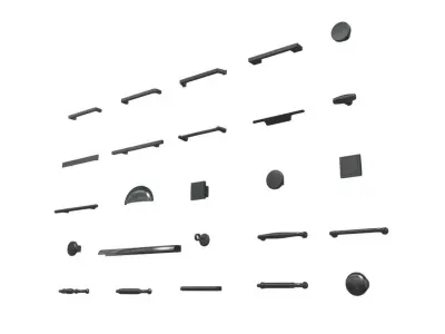 Set of 25 Kitchen cabinet handles Low-poly 3D model