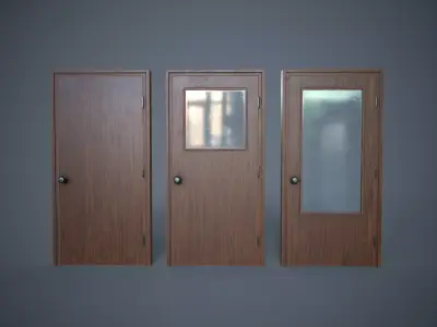 Set of three doors Low-poly 3D model