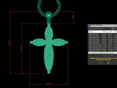 Light Gold 18K Cross Pendant 1CP091 3D print model purchase