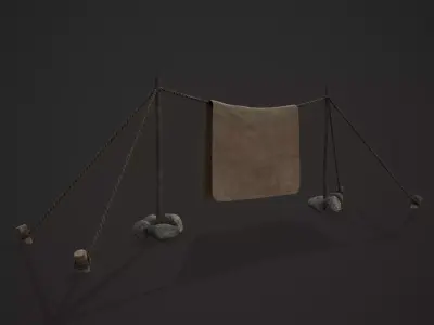 Viking Style Blanket Hanger Low-poly 3D model