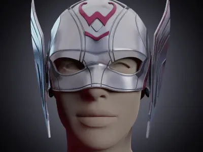 Low poly Mighty Thor helmet- love and thunder Low-poly 3D model