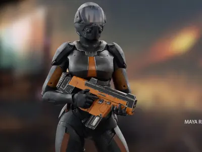 Ski fi girl Low-poly 3D model