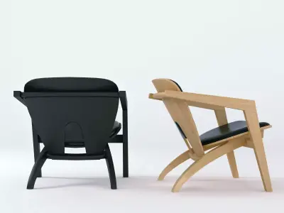 Butterfly chair made of wood and leather 3D model