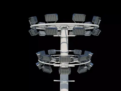 High Mast Light Pole with Flood Light 3D model
