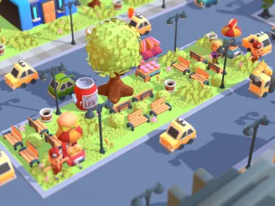 Cute Town Asset Pack Low-poly 3D model