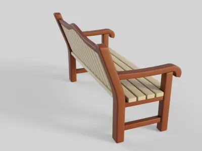 Cartoon Bench 10 Low-poly 3D model