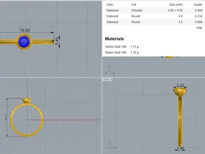 Solitaire Tri stackable rings 3dm stl renders details 3D print model