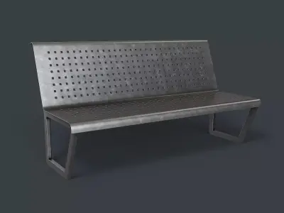 Metal Modern Bench 30 PBR Game Ready Low-poly 3D model