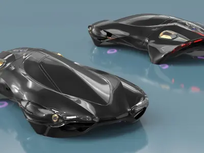  Black Futuristic Urban Flying Car 