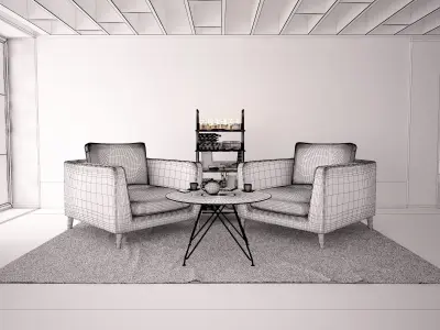 Armchairs - Waiting and Relaxing area 3D model