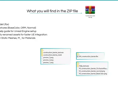 Construction Barrier Realistic Low-Poly Low-poly 3D model