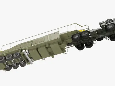  Ballistic Missile on TEL Trailer with Tractor Hauler Rigged for Maya 