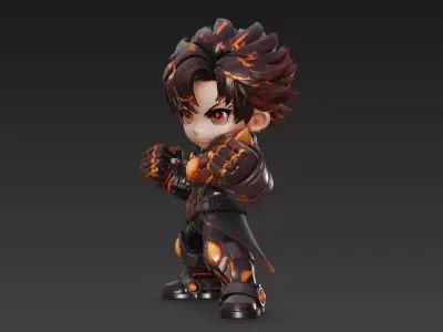 Chibi Molten-Core Armored Hero Sci-Fi 3D Character Model 3D model