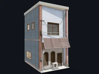 Coffee Shop of Kyoto Low-poly 3D model