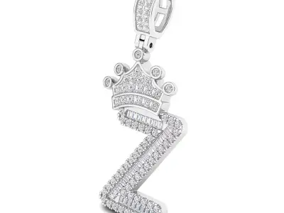 Crown Initial  Z  Letter Pendant 3D print model